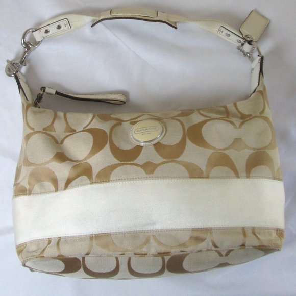 Coach Beige and Cream Colored Shoulder Hobo Purse # E1182-F17434 Pre-own… - Picture 11 of 15
